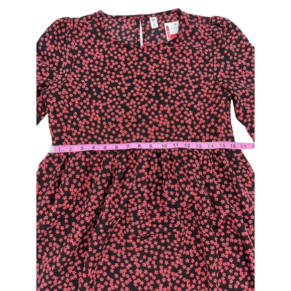 BP Black Graphic Blooms Long Sleeve Dress Size Small - Picture 7 of 11